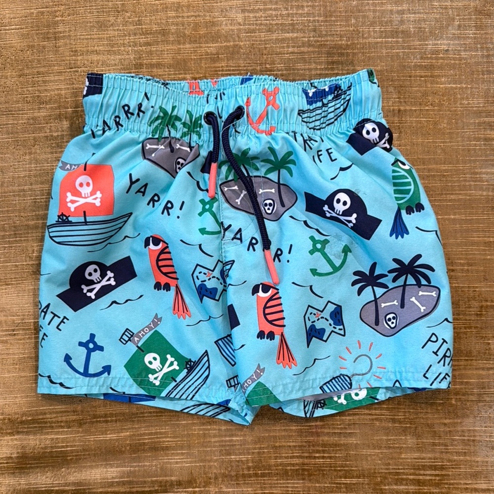 Pirate Life Kids Swim Shorts - Blue